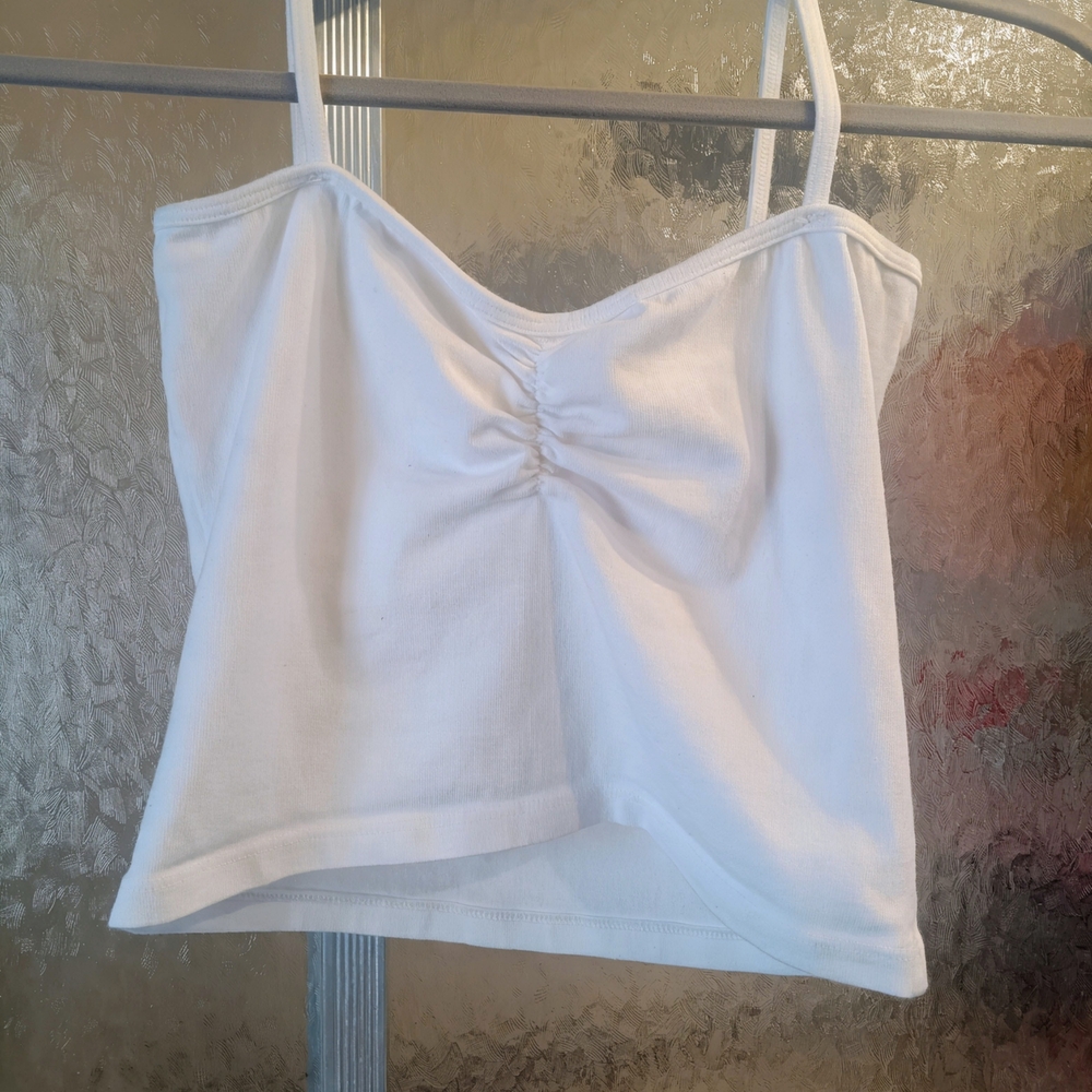 Brandy Melville Cropped White Gathered Camisole Size XS/S